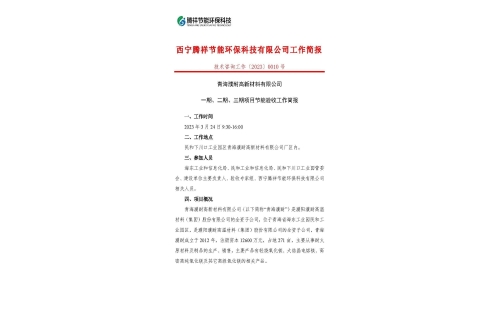 青海濮耐高新材料有限公司一期、二期、三期項目節(jié)能驗收工作簡報